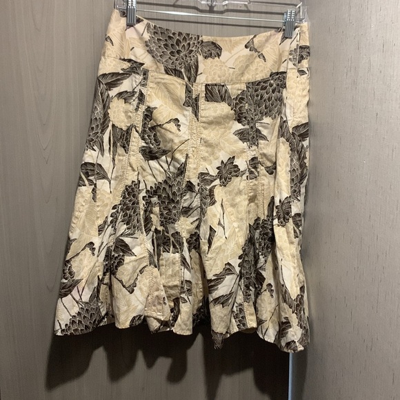 ANN TAYLOR Earth tone Neutral Pleated Midi Skirt Cream Cottagecore Sz 8 - Picture 13 of 14